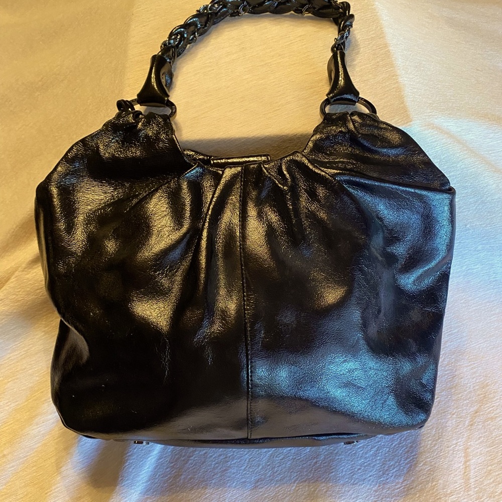 Elliott Luca Black Patent Shoulder Bag